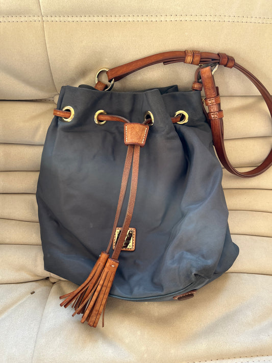 Dooney and Bourke Canvas Purse With Leather Tassles