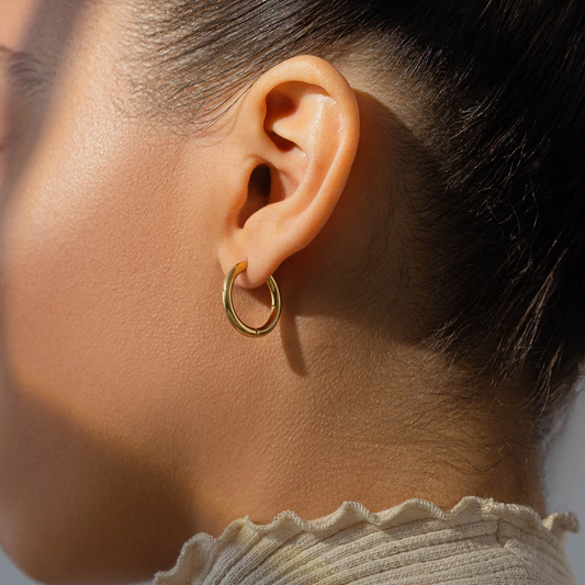 Feather Hoop Earrings Gold